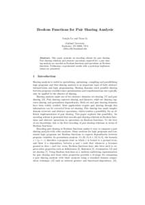 Boolean Functions for Pair Sharing Analysis Lunjin Lu and Xuan Li Oakland University Rochester, MI 48309, USA {l2lu,x2li}@oakland.edu