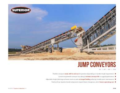 Jump CONVEYORs 50’ / 60’ / 80’ / 100’ Flexible conveyors easily shift in and out of operation depending on transfer length requirement. n Custom-engineered conveyor truss design extends conveyor life in rugged ap