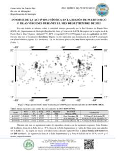 RED SISMICA DE PUERTO RICO  Universidad de Puerto Rico Recinto de Mayagüez Departamento de Geología