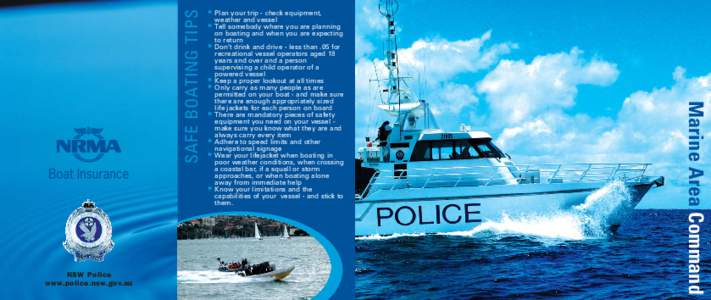 SAFE BOATING TIPS  Marine Area Command NSW Police www.police.nsw.gov.au