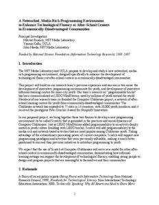 A Networked, Media-Rich Programming Environment to Enhance Technological Fluency at After-School Centers in Economically-Disadvantaged Communities