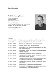 Curriculum Vitae  Prof. Dr. Henning Krause Fakult¨at f¨ ur Mathematik Universit¨at Bielefeld