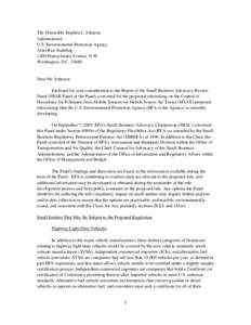 November 8, 2005 SBAR Panel Letter to EPA Administrator Stephen L. Johnson