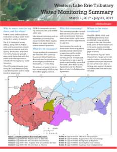 Western Lake Erie Tributary  Water Monitoring Summary March 1, July 31, 2017 lakeerie.ohio.gov Why is water monitoring ODNR is interested in protecting recreation, fish, and wildlife