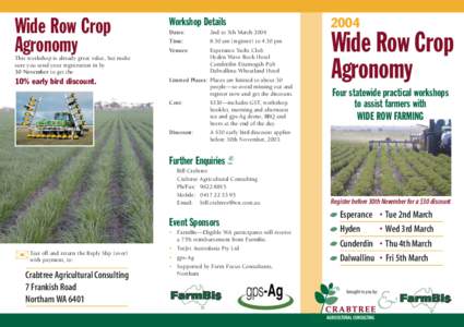 Wide Row Crop Agronomy Workshop Details  2004