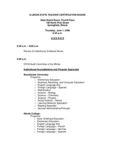 Association of Public and Land-Grant Universities / Council of Independent Colleges / Committee on Institutional Cooperation / University of Illinois at Springfield / Benedictine University / Southern Illinois University / University of Illinois at Urbana–Champaign / North Central Association of Colleges and Schools / Illinois / American Association of State Colleges and Universities