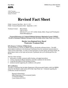 Fact Sheet for the Draft NPDES Permit for the Hayden Area Regional Sewer Board Wastewater Treatment Plant near Hayden, Idaho