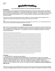 Molecular genetics / Computational phylogenetics / Gene expression / Protein biosynthesis / Escherichia coli / Sequence alignment / Nucleic acid sequence / BLAST / Genetic code / Biology / Bioinformatics / Genetics