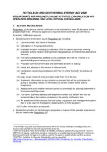 PETROLEUM ACT 2000 REQUIREMENTS