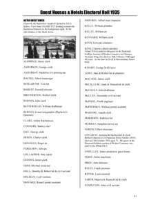 Guest Houses & Hotels Electoral Roll 1935 ACTON GUEST HOUSE (formerly the Bachelors’ Quarters opened inBelow: View from City Hill 1927 looking towards the Bachelors Quarters in the background right. In the mid d