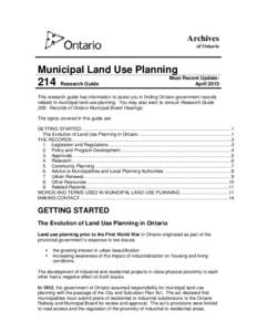 Archives of Ontario Municipal Land Use Planning  214