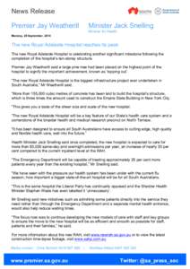 News Release Premier Jay Weatherill Minister Jack Snelling Minister for Health
