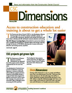 News and information from the Construction Sector Council  CSC February[removed]Access to construction education and