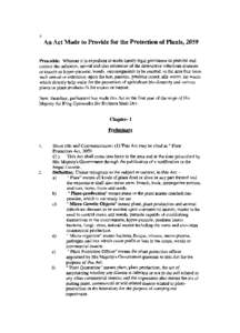 S  An Act Made to Provide for the Protection of Plants, 2059 Preamble: Whereas it is expedient to make timely legal provisions to prohibit and control the infection, anival and also extension of the destructive infectiou