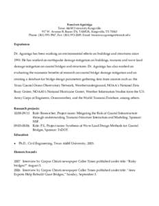 Francisco Aguiniga Texas A&M University-Kingsville 917 W. Avenue B, Room 376, TAMUK, Kingsville, TXPhone: (, Fax: (, Email:   Experience