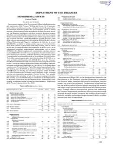 DEPARTMENT OF THE TREASURY DEPARTMENTAL OFFICES Federal Funds SALARIES AND EXPENSES For necessary expenses of the Departmental Offices including operation and maintenance of the Treasury Building and Annex; hire of passe