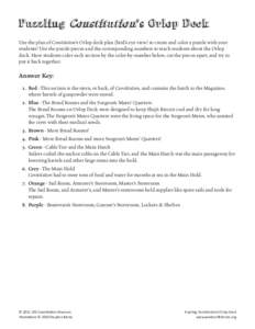 Puzzling Constitution’s Orlop Deck Use the plan of Constitution’s Orlop deck plan (bird’s eye view) to create and color a puzzle with your students! Use the puzzle pieces and the corresponding numbers to teach stud