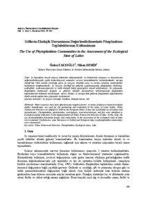 Göllerin Ekolojik Durumunun Değerlendirilmesinde Fitoplankton Topluluklarının Kullanılması Ankara Üniversitesi Çevrebilimleri Dergisi Cilt: 3, Sayı: 1, Haziran 2011, 99-105