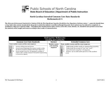 North Carolina Extended Common Core State Standards