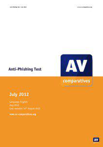 Anti‐Phishing Test – July 2012   www.av‐comparatives.org 