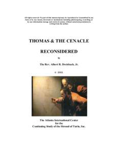 THOMAS: THE CENACLE AND THE SHROUD RECONSIDERED