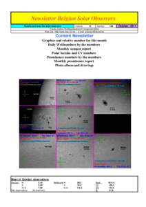 Newsletter Belgian Solar Observers Results and news for solar observers Volume 16 Number Franky Dubois Poelkapellestraat 57 langemark 8920