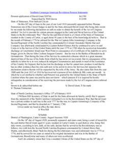 Southern Campaign American Revolution Pension Statements Pension application of David Grant S38766 fn11NC Transcribed by Will Graves[removed]State of Tennessee, First Judicial Circuit