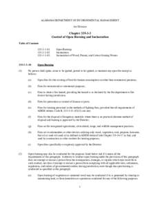 ALABAMA DEPARTMENT OF ENVIRONMENTAL MANAGEMENT Air Division Chapter[removed]Control of Open Burning and Incineration Table of Contents