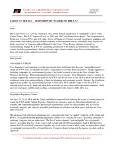 Clean Water Act / Rapanos v. United States / Navigability / United States Environmental Protection Agency / United States Army Corps of Engineers / Commerce Clause / Ocean pollution / No net loss wetlands policy / Migratory bird rule / Law / Environment / Solid Waste Agency of Northern Cook Cty. v. Army Corps of Engineers