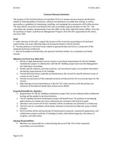 NC GICC  FY[removed]Technical Advisory Committee  The purpose of the Technical Advisory Committee (TAC) is to review and recommend specifications