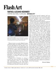 [RLH] Pohlenz, Ricardo. Rafael Lozano-Hemmer, FlashArt, Vol. XLI, No. 263 November-December 2008, p.90 