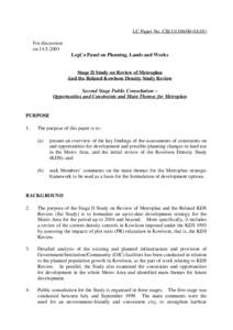 LC Paper No. CB[removed]) For discussion on[removed]LegCo Panel on Planning, Lands and Works  Stage II Study on Review of Metroplan