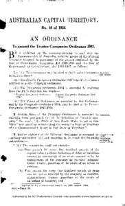 AUSTRALIAN CAPITAL TERRITORY. No. 16 of[removed]AN ORDINANCE To amend the Trustee Companies Ordinance 1947.