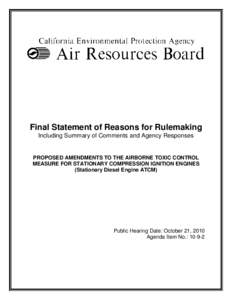 Air pollution / Diesel engines / United States administrative law / Sustainable transport / Rulemaking / United States emission standards / Homogeneous charge compression ignition / United States Environmental Protection Agency / Caterpillar Inc. / Technology / Emission standards / Pollution