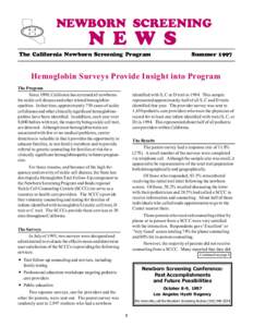 NEWBORN SCREENING  N E W S The California Newborn Screening Program