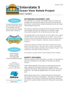 Interstate 5  October 2014 Ocean View Rehab Project FACT SHEET