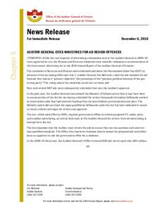 2010 Annual Report: Chapter 5 News Release