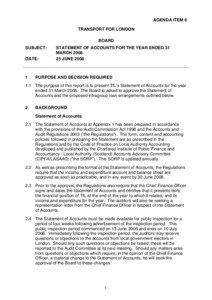 AGENDA ITEM 6 TRANSPORT FOR LONDON BOARD