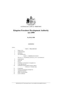 AUSTRALIAN CAPITAL TERRITORY  Kingston Foreshore Development Authority Act 1999 No. 89 of 1999