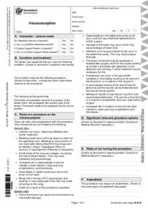 Intussusception Procedural Consent and Patient Information Sheet | Informed Consent