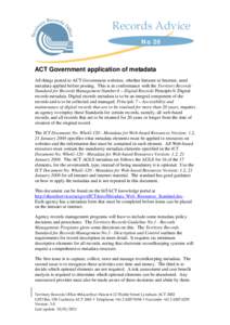 ACT Government Application of Metadata
