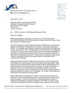 Microsoft Word - ICBA Comment Letter Regarding E-filing of BSA forms