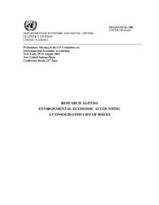 ESA/STAT/AC.108 UNCEEA/Prelim/9 DEPARTMENT OF ECONOMIC AND SOCIAL AFFAIRS STATISTICS DIVISION UNITED NATIONS ___________________________________________________________________________________