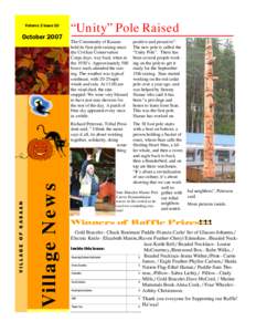 Volume 2 Issue 10  October 2007 “Unity” Pole Raised The Community of Kasaan