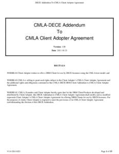 Microsoft WordV1.0 CMLA-DECE Addendum To CMLA Client Adopter Agreement.doc