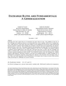 Exchange Rates and Fundamentals: A Generalization James M. Nason Research Department Federal Reserve Bank of Atlanta