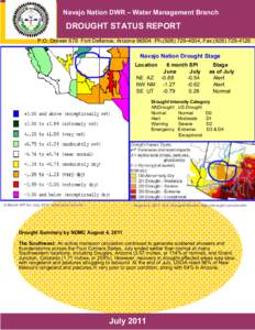 Navajo Nation DWR – Water Management Branch  DROUGHT STATUS REPORT P.O. Drawer 678 Fort Defiance, ArizonaPh, FaxNavajo Nation Drought Stage