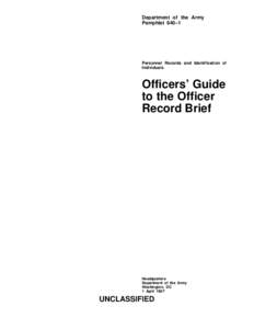 Department of the Army Pamphlet 640–1 Personnel Records and Identification of Individuals