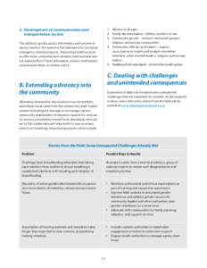 5.	 Development of communication and 		 	 transportation system 1.	 Women of all ages 2.	 Family decisionmakers– fathers, mothers-in-law 3.	 Community groups – women’s and youth groups,