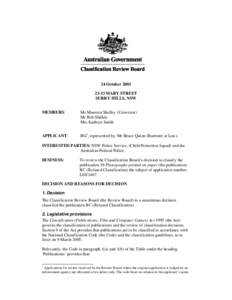 New Zealand culture / Office of Film and Literature Classification / Australian Classification Board / Administrative Appeals Tribunal / L04 / Censorship / Censorship in Australia / Censorship in New Zealand
